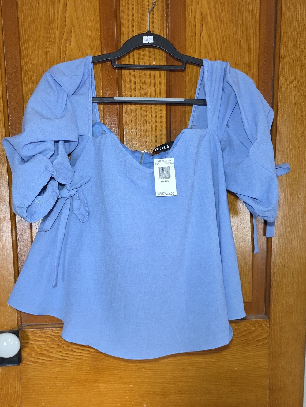 DO+BE Periwinkle Puff Sleeve Square Neck Blouse...NWT